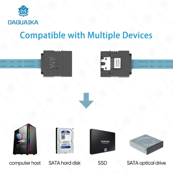 4/6/8 pcs/set Sata To Sata Cable 6 Ports/Set Date Cable Sata 7 Pin To Sata 7 Pin Sas Cable 6Gbps HDD Splitter Cable For Server - Image 4