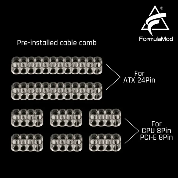 FormulaMod NCK2 Series PSU Extension Cable Kit , Solid Color Cable Mix Combo 300mm ATX24Pin PCI-E8Pin CPU8Pin With Combs - Image 6