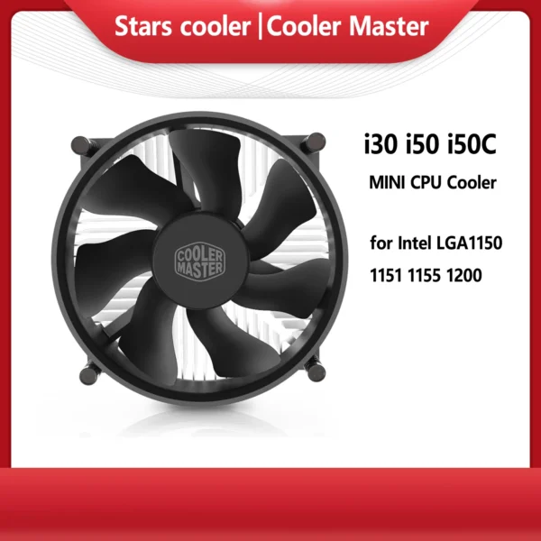 Cooler Master i30 i50 i50C MINI CPU Cooler for Intel LGA1150 1151 1155 1200 for AIO and M-ATX 95mm Quiet Fan Cooler