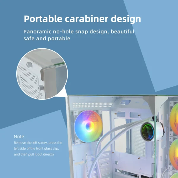 MANMU 2024 White PC Case Seaview Room Gaming Computer Desktop M-ATX Motherboard Support 360 Water-cooled 4090 Graphics Card - Image 4