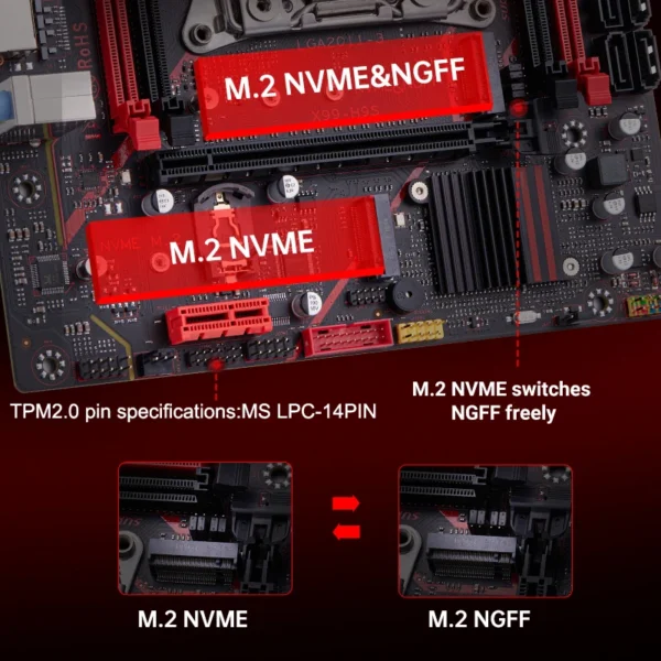 QIYIDA X99 H9S Motherboard Set Kit With LGA2011-3 Xeon E5 2630 V4 CPU DDR4 16GB REG ECC memory NVME M.2 TPM 2.0 Interface SATA3 - Image 6