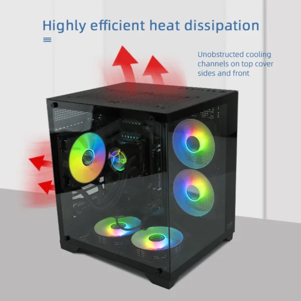 MANMU PC Case Sea View Room Gaming Computer Desktop M-ATX Motherboard 240 Double-Sided Tempered Glass PC Gamer Cabinet - Image 4