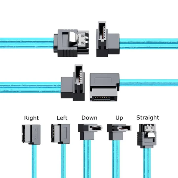 Elbow SATA 3.0 Cable Left Right Up Down SATA 3.0 III SATA3 6GB/s Data Cable Cord SAS Cable Dual Channel Hard Drive Data Cable - Image 2