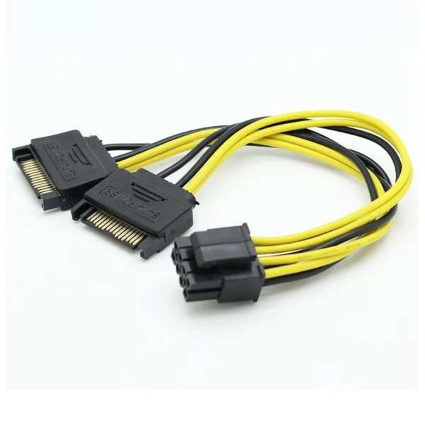 Dual SATA 15pin to 8pin Graphic Card Power Adapter Cable 20cm PCIE SATA Power Supply Cable 8p to SATA for Bitcoin Miner Mining - Image 4