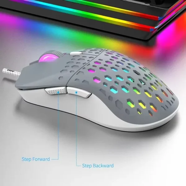 RAIKU G701 Wired 6 Keys Mouse Colorful Lighting Gaming and Office For Microsoft Windows and Apple IOS System - Image 6