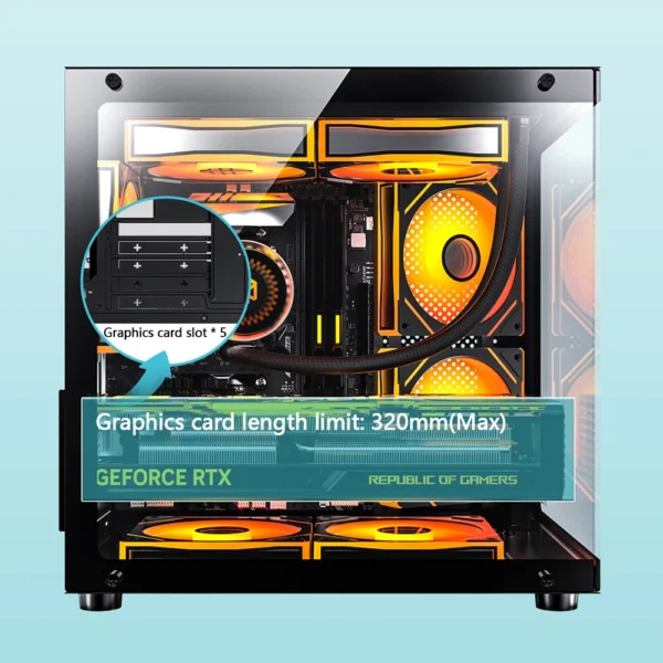 PADO YL M-ATX Gaming PC Case Desktop 270° Sea View Room Computer Case Without A-pillar Double-Sided Transparent PC Gamer Cabinet - Image 4