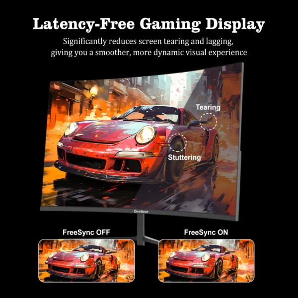 Grebear 27 inch curved monitor 165hz,PC Home Office Computer Gaming Monitor FHD1080p,99% SRGB,Built-in Speakers - Image 4