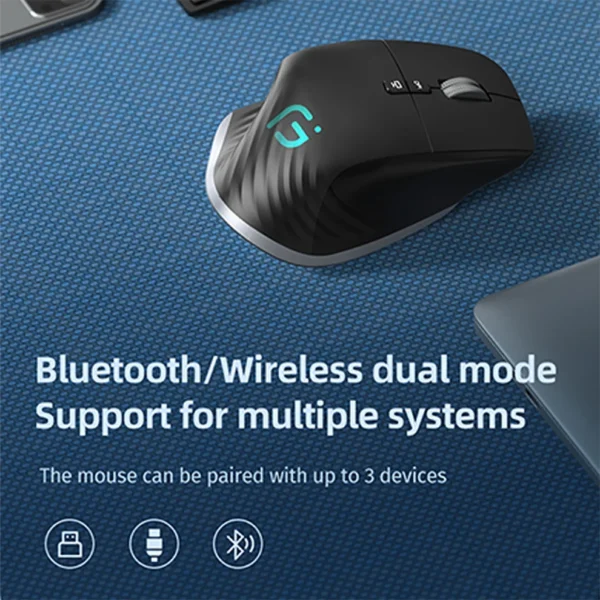 Multi-Device Wireless Mouse Bluetooth 5.0 & 3.0 Mouse 2.4G Wireless Portable Optical Mouse Ergonomic Right Hand Computer Mice - Image 4