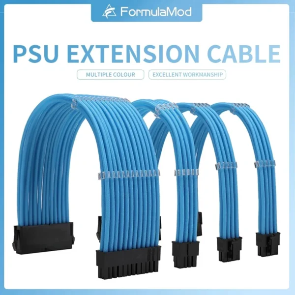 FormulaMod NCK1 Series PSU Extension Cable Kit , Solid Color Cable Solid Combo 300mm ATX24Pin PCI-E8Pin CPU8Pin With Combs - Image 2