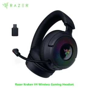 Razer Kraken V4 Wireless Gaming Headset -3 Modes of Connectivity Retractable HyperClear Super Wideband Mic - 9 Zone RGB Lighting