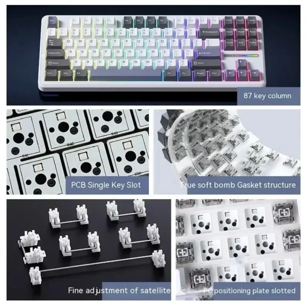 AULA F87Pro Mechanical Keyboard 2.4g/Usb/Bluetooth Tri Mode Wireless 87 Key 5 Layer Silencing Filling Suitable For Gaming+Typing - Image 4
