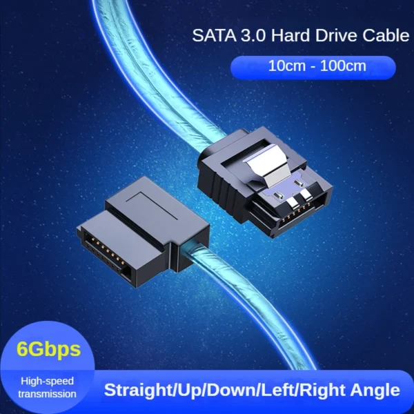 Elbow SATA 3.0 Cable Left Right Up Down SATA 3.0 III SATA3 6GB/s Data Cable Cord SAS Cable Dual Channel Hard Drive Data Cable - Image 3