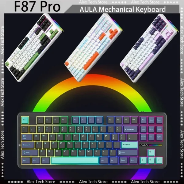 AULA F87Pro Mechanical Keyboard 2.4g/Usb/Bluetooth Tri Mode Wireless 87 Key 5 Layer Silencing Filling Suitable For Gaming+Typing - Image 6