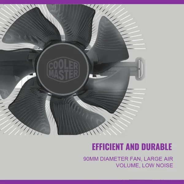 Cooler Master Aluminum CPU Cooler 90mm Cooling Fan Intel&AMD Dual Platform for 1156/1155/1151/1150/775 AM4/FM2+AM3+/AM3/AM2+/AM2 - Image 3