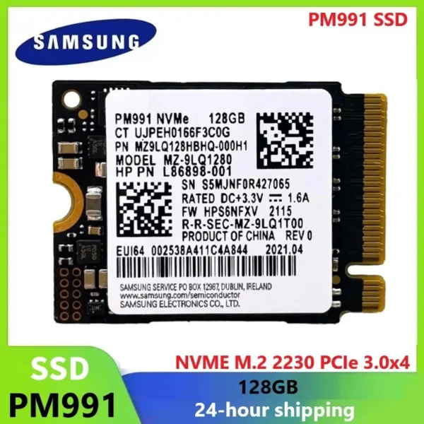 SAMSUNG PM991 SSD Internal Solid State Drive NVME M.2 2230 Internal Storage SSD 128GB 1.8inch Nvme For Laptop tablets disco duro
