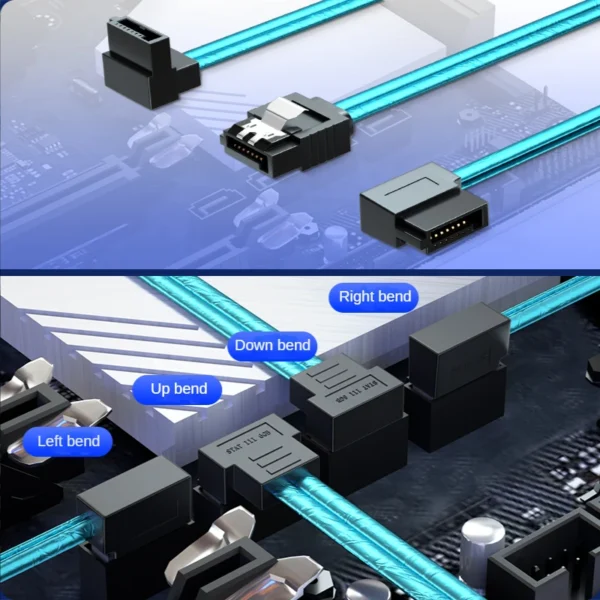 Elbow SATA 3.0 Cable Left Right Up Down SATA 3.0 III SATA3 6GB/s Data Cable Cord SAS Cable Dual Channel Hard Drive Data Cable - Image 4