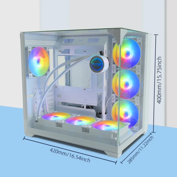 MANMU 2024 White PC Case Seaview Room Gaming Computer Desktop M-ATX Motherboard Support 360 Water-cooled 4090 Graphics Card - Image 3